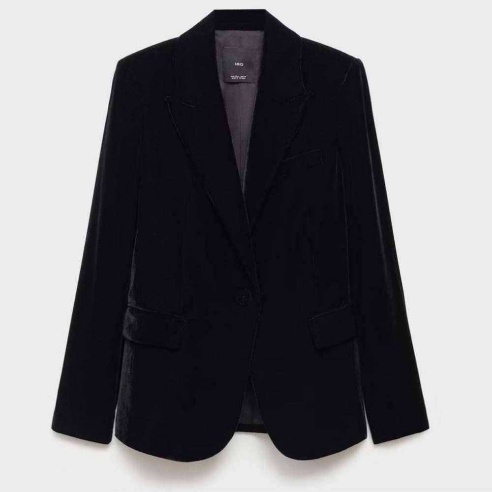 Mango Classic Black Velvet Blazer